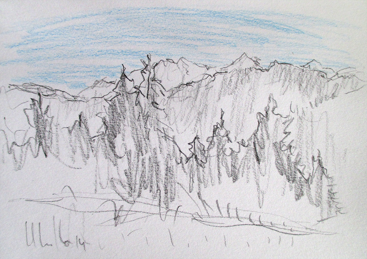 Landschaft Skizze Urs Artho